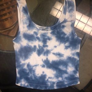 crop tie dye navy blue tank top